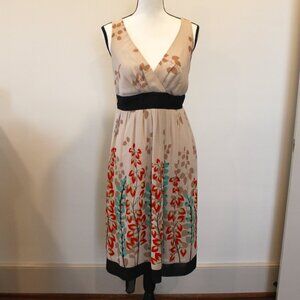 Dress Barn Sleeveless Dress Botanical Print Tie Back Size 10